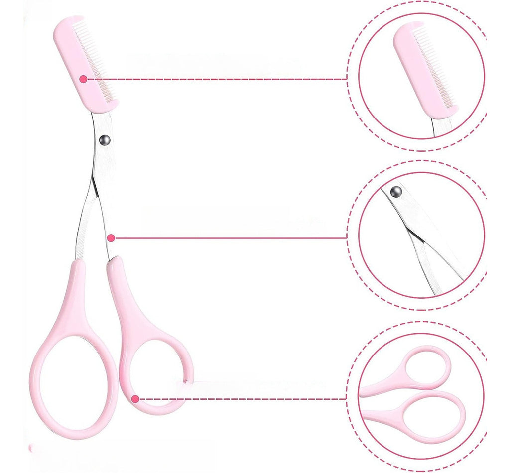 3pcs Tesouras Com Pente Para Sobrancelhas E Cílios