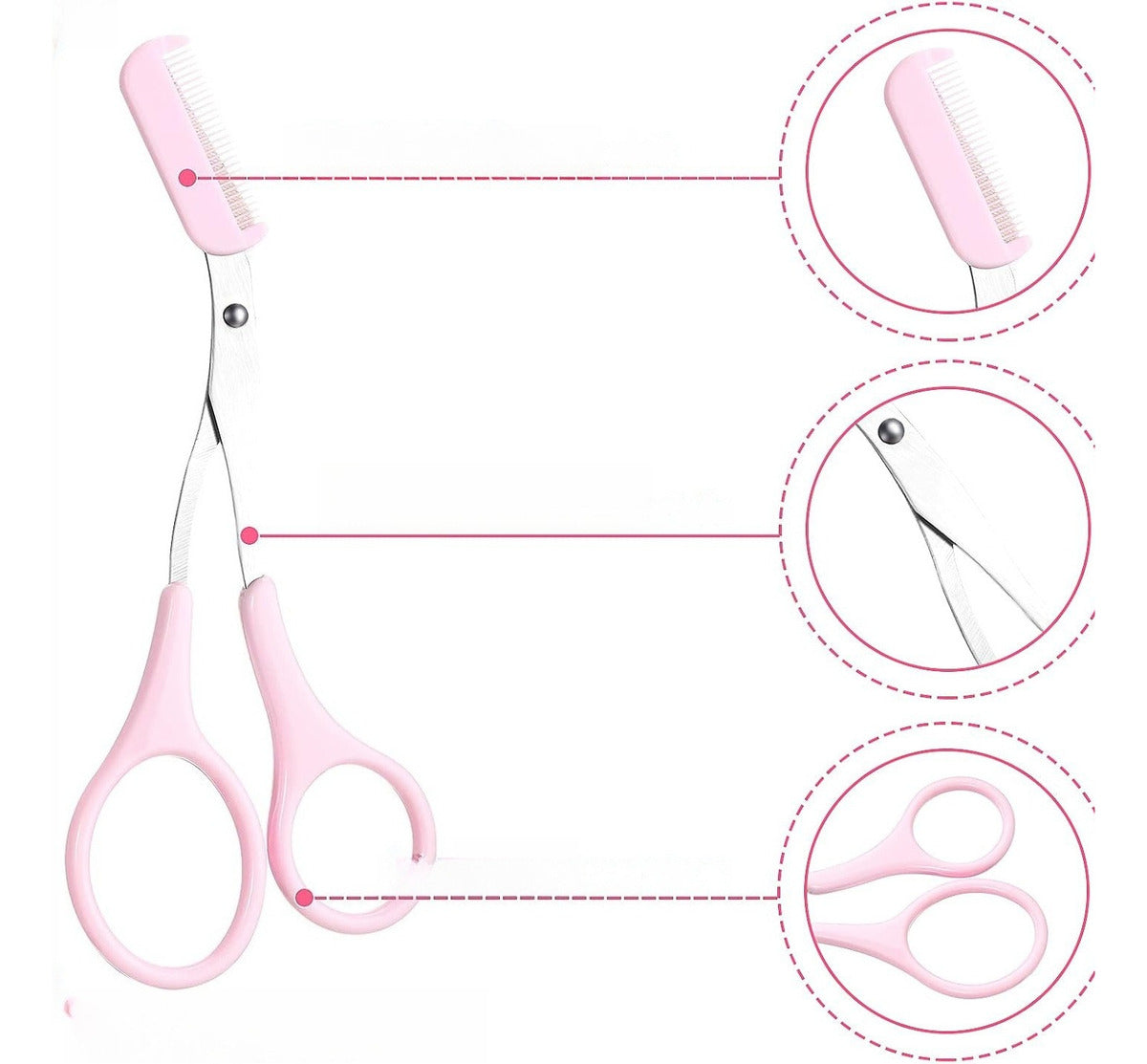 3pcs Tesouras Com Pente Para Sobrancelhas E Cílios