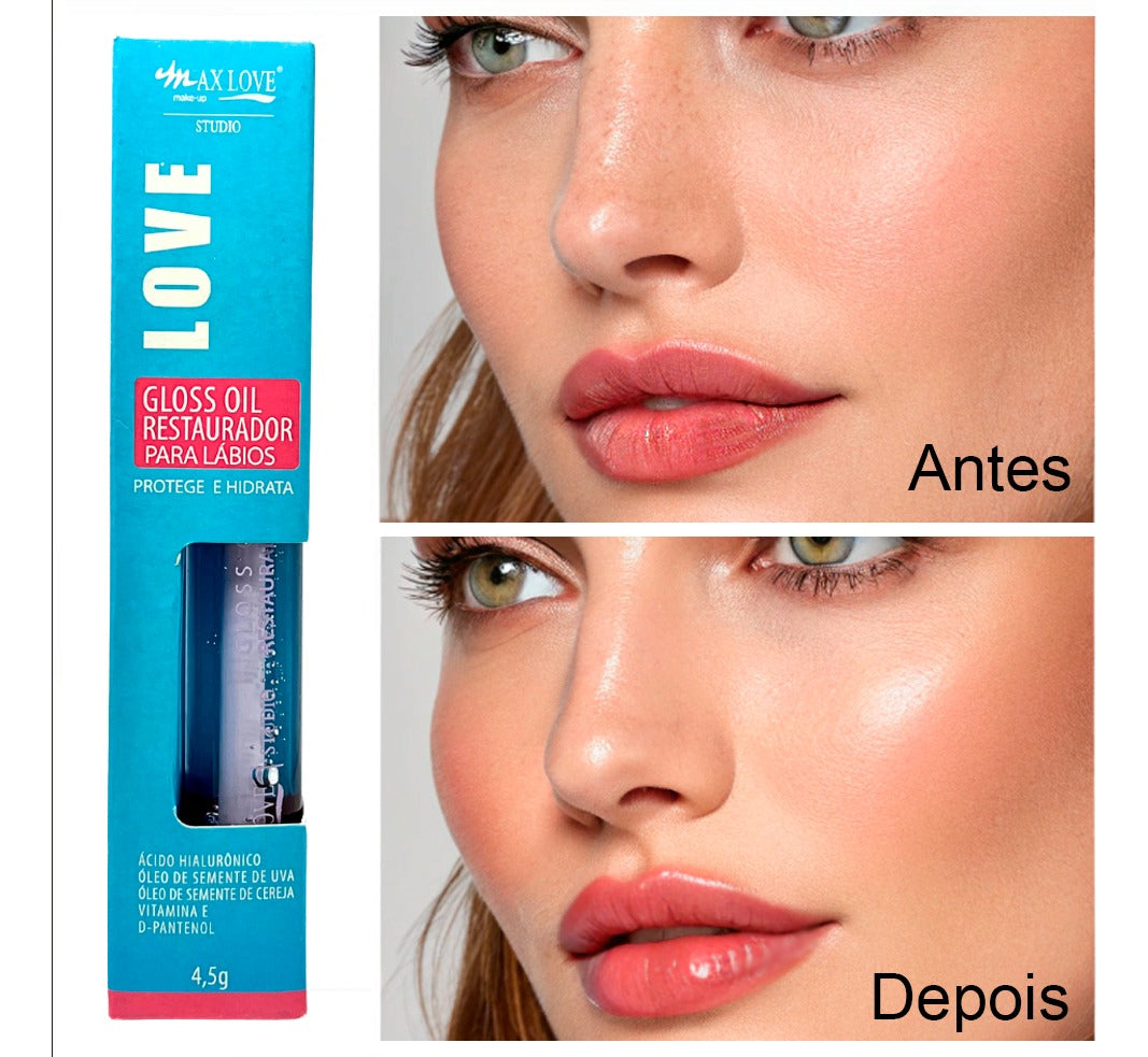 Gloss Oil Restaurador Max Love Brilho Labial Protege Hidrata Incolor 170